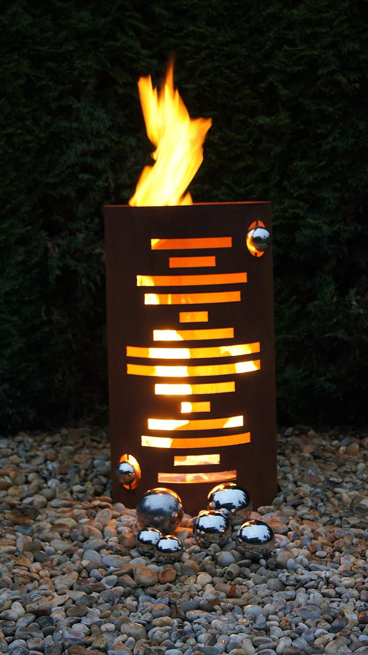 Feuertonne Modern Edelrost Säule Rost Feuerkorb Feuerschale