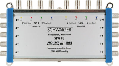 Schwaiger SEW98 531 SAT Multischalter Eingaenge (Multischalter): 9 (8 SAT/1 terrestrisch) Teilnehme