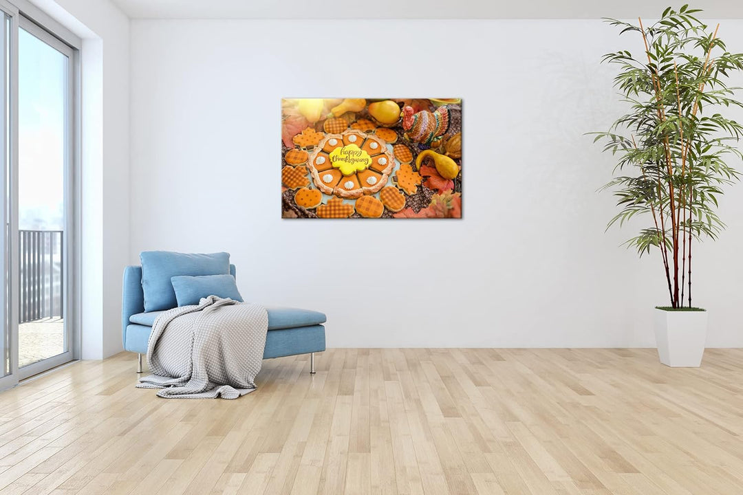 deyoli Erntedankfest Kürbis Kekse Format: 80x60 als Leinwandbild, Motiv fertig gerahmt auf Echtholzr
