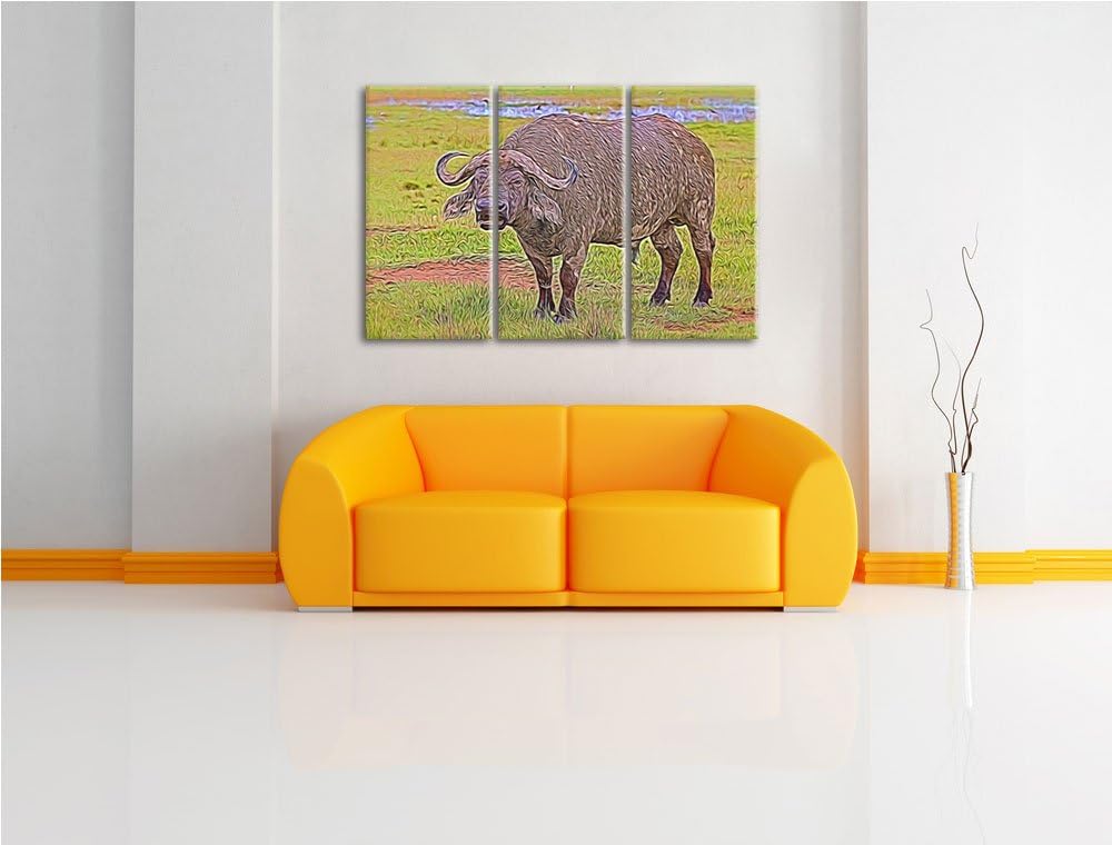 Schlamm verschmierter Kaffernbüffel NewArt 3-Teiler Leinwandbild 120x80 Bild auf Leinwand, XXL riesi