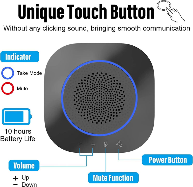 YUANJ Bluetooth Konferenzlautsprecher, USB Konferenzlautsprecher für Homeoffice, 4 integrierte Mikro
