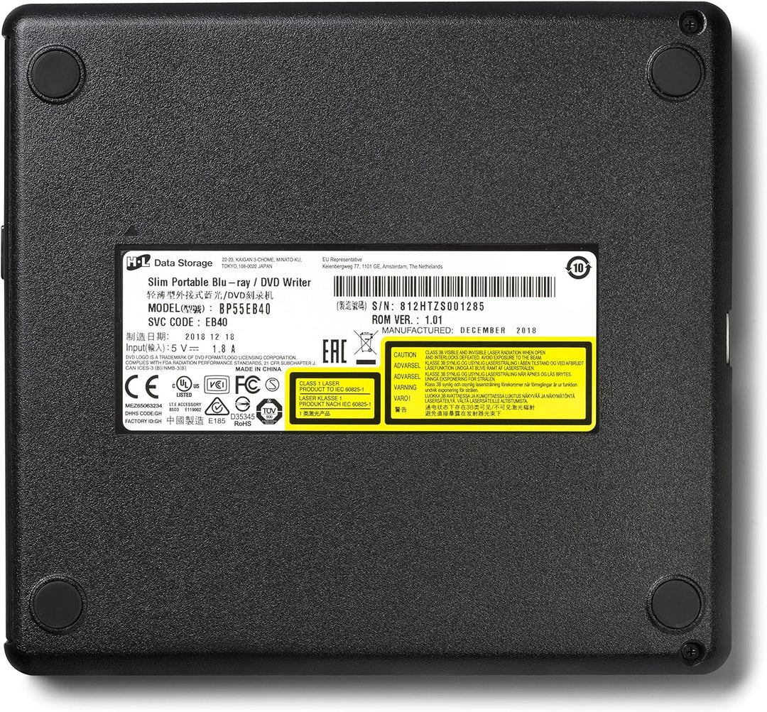 Hitachi-LG BP55 External Blu-Ray Drive, USB 2.0 Slim Portable Player/Rewriter for Laptop, Desktop PC