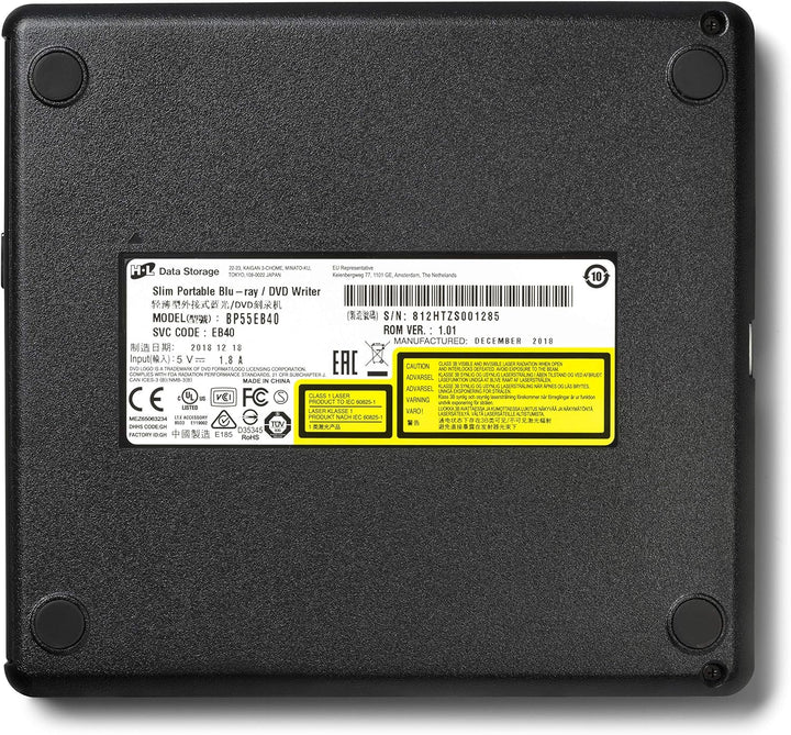 Hitachi-LG BP55 External Blu-Ray Drive, USB 2.0 Slim Portable Player/Rewriter for Laptop, Desktop PC
