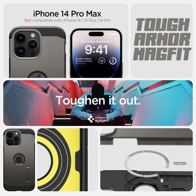 Spigen Tough Armor MagFit Hülle Kompatibel mit iPhone 14 Pro Max -Gunmetal, Gunmetal