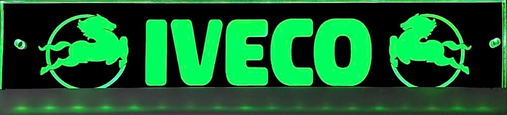 LED Schild kompatibel mit IVECO Logo, 60cmx10cm / 30cmx6cm ideale Geschenkidee Lasergraviert und edl