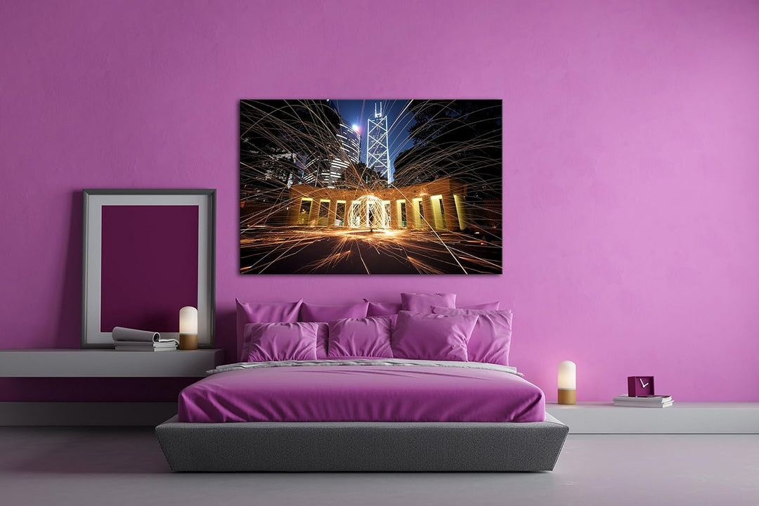 deyoli Feuerwerksspektakel in der Innenstadt von Hong Kong Format: 80x60 als Leinwand, Motiv fertig