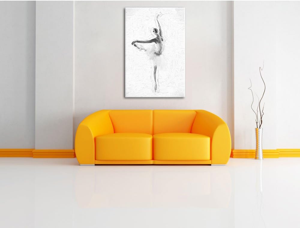 Pixxprint Ästhetische Ballerina als Leinwandbild/Grösse: 100x70 cm/Wandbild/Kunstdruck/fertig bespan
