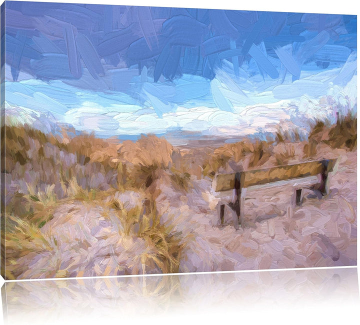 Pixxprint Blick auf das Meer als Leinwandbild/Grösse: 100x70 cm/Wandbild/Kunstdruck/fertig bespannt,