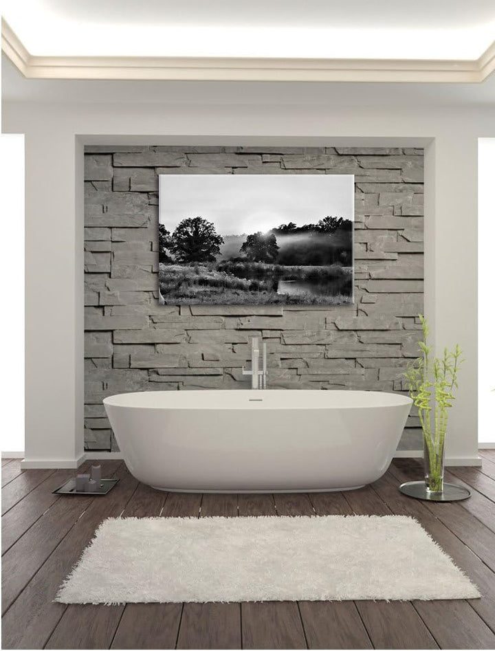 Pixxprint britische Landschaft / 100x70cm Leinwandbild bespannt auf Holzrahmen/Wandbild Kunstdruck D