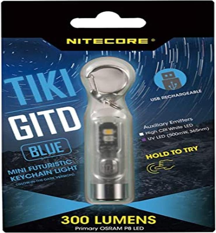 Nitecore Unisex Tikigitdb Leuchtende Taschenlampe, Blau, Lg : 55mm-Dia-Tête : 14,7mm