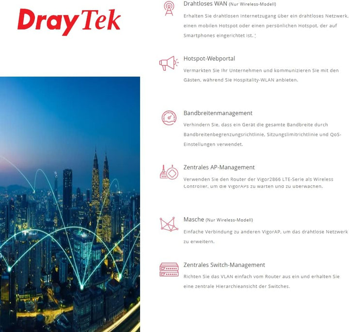 DrayTek Vigor2866L - LTE-Serie- 4G LTE & G.Fast Router für kleine und mittlere Unternehmen Vigor 286