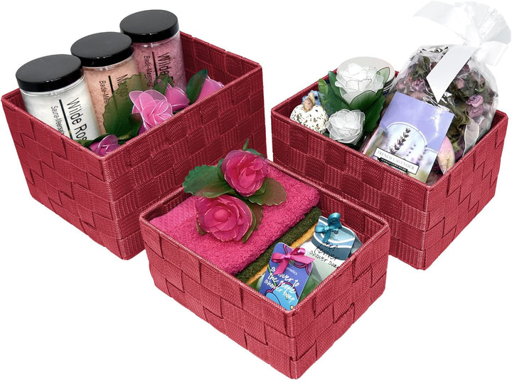 Lashuma 3er Pack Bad Körbchen, Korb Grössen: 24x18x14 cm, 21x16x12 cm und 19x14x10 cm, Regalboxen Fa