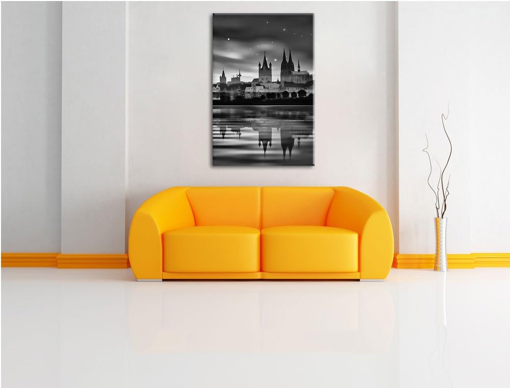 Pixxprint Polarlichter Skyline Köln als Leinwandbild/Grösse: 100x70 / Wandbild/Kunstdruck/fertig bes