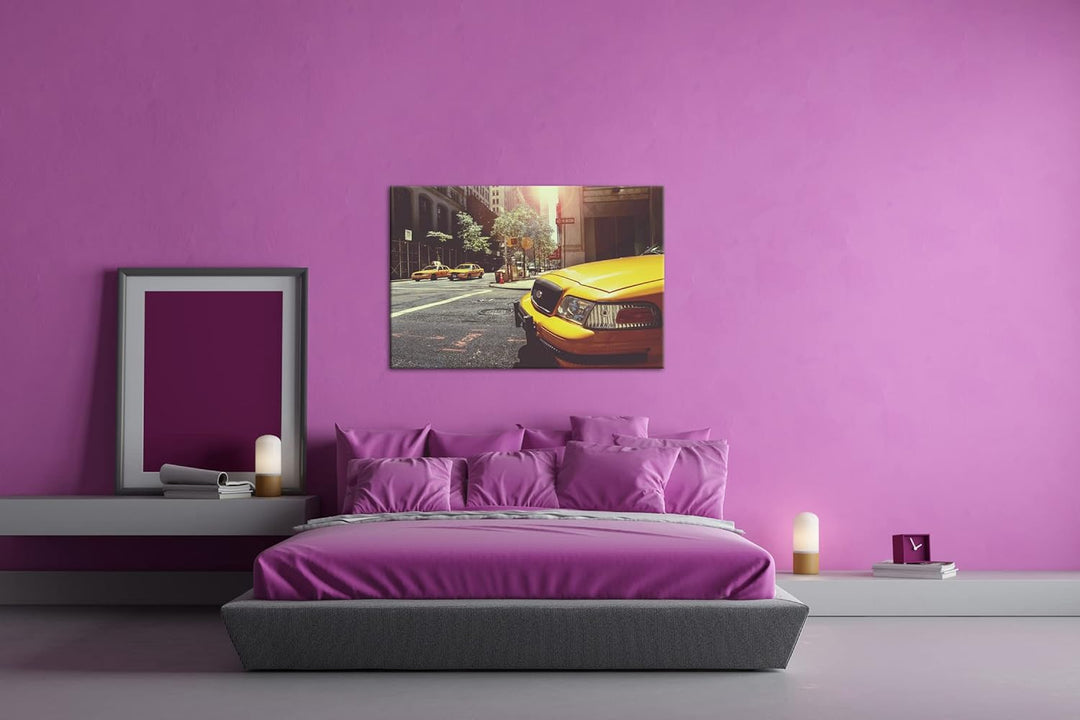 deyoli klassische Taxis in New York Format: 100x70 als Leinwandbild, Motiv fertig gerahmt auf Echtho