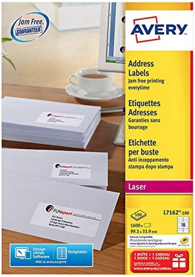 Weisses Adressetikett - Laser - L7162 Verpackung: 100 Blatt, Verpackung: 100 Blatt
