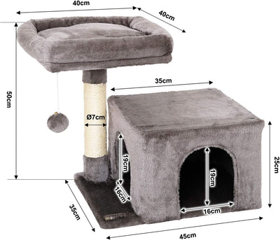 lionto Kratzbaum Kletterbaum Katzenkratzbaum Katzenbaum Höhe 50 cm, dunkelgrau, Dunkelgrau