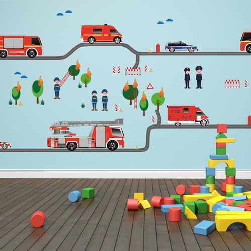 Wandkings Einsatzfahrzeuge Wandsticker Megapack Set, 95 Aufkleber, Gesamtfläche 260 x 70 cm