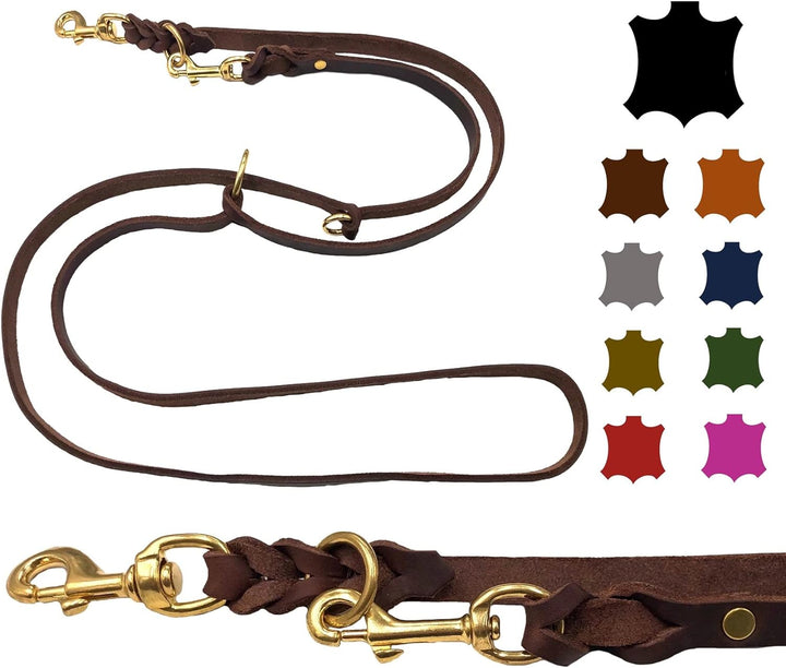 Hundeleine Fettleder Messing kleine Hunde/grosse Hunde 2m / 2,40m / 2,80m / 3,50m / 5m Doppelleine v