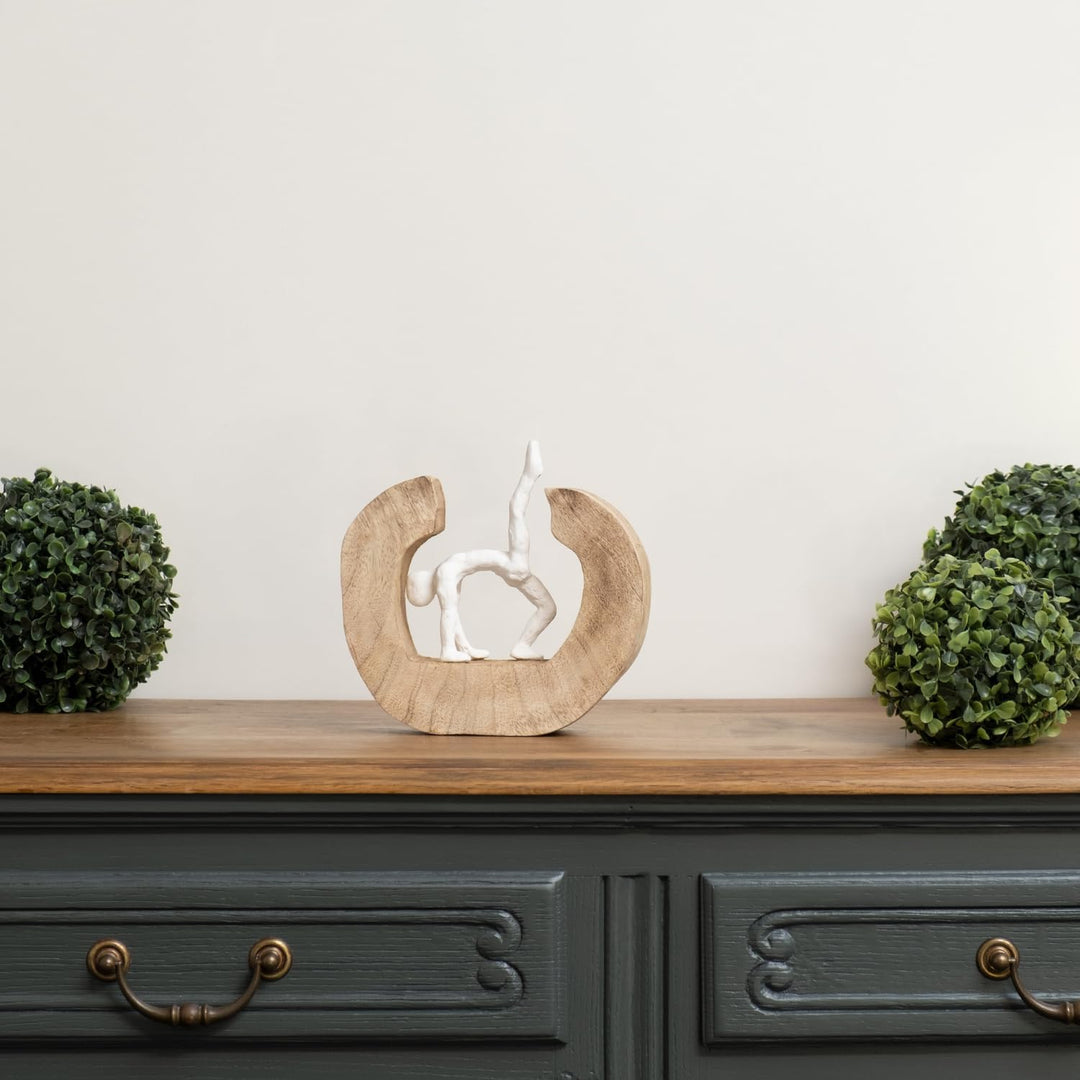 Moritz Skulptur I Yoga das Rad I 20,5 x 7 x 20,5 cm I Holzdeko I Skulpturen Deko I Modern I Wohnzimm