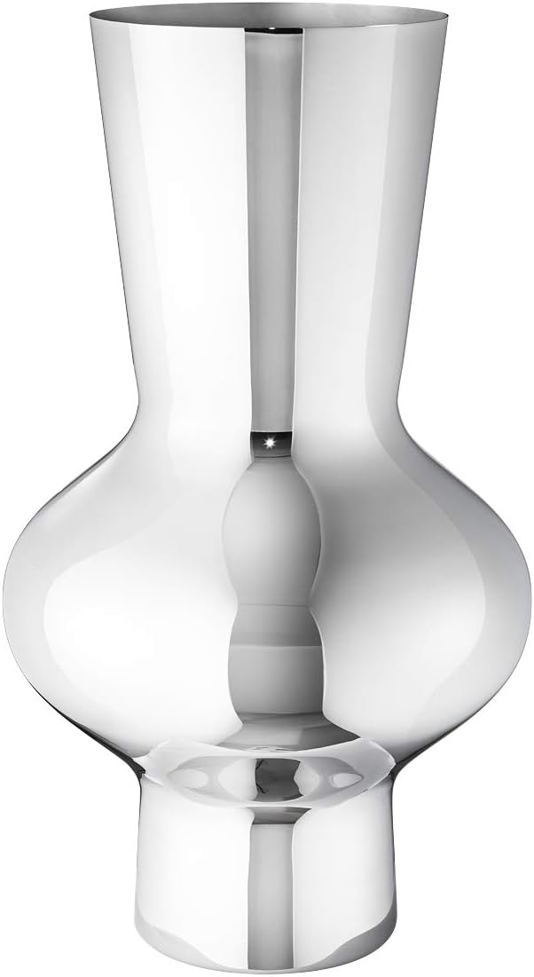 Georg Jensen Alfredo Vase Spiegel, Edelstahl, Silber, 27 x 27 x 47 cm, L