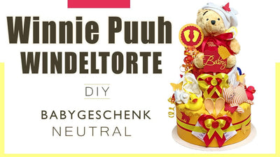 MomsStory – Windeltorte neutral | Windelgeschenk Winnie Puuh Disney | Baby-Geschenk zur Geburt Taufe