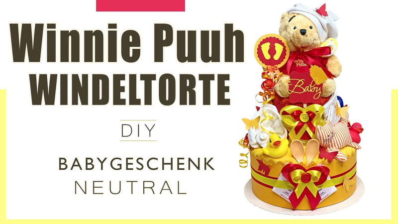MomsStory – Windeltorte neutral | Windelgeschenk Winnie Puuh Disney | Baby-Geschenk zur Geburt Taufe