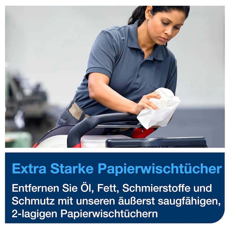 Tork Extra Starke Industrie Papierwischtücher Blau W1, Hohe Saugfähigkeit, 1 × 750 Blatt, 130080 1 x