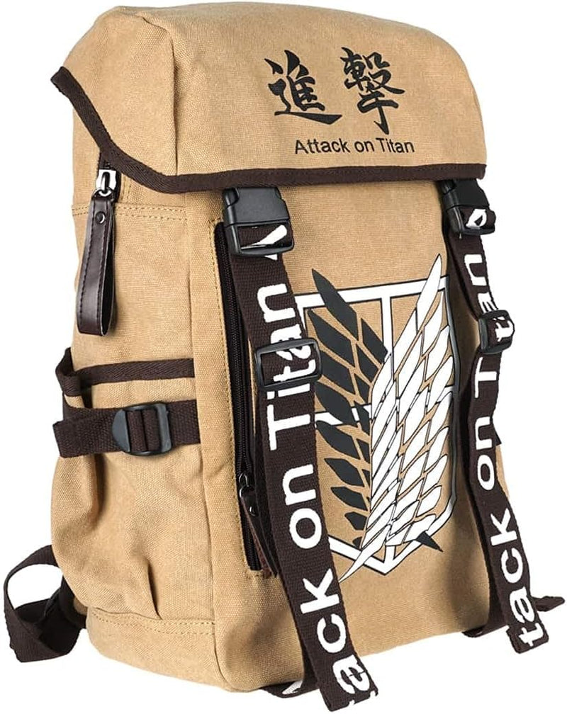 CoolChange Rucksack mit Aufklärungstrupp Wappen für Attack on Titan Fans | Hellbraun oder Blau Beige