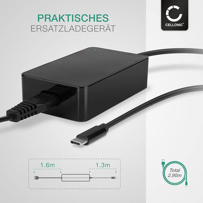 CELLONIC® PD Power Delivery | 5V-20V 90W Netzteil (auch 87W 61W 45W 30W 12W) für USB C Notebooks, Ta