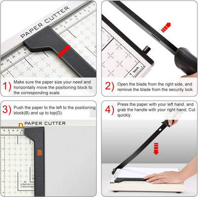 COOCHEER Papierschneider Profi Fotoschneider Hebelschneider Papierschneidemaschine Schneidegerät Bin