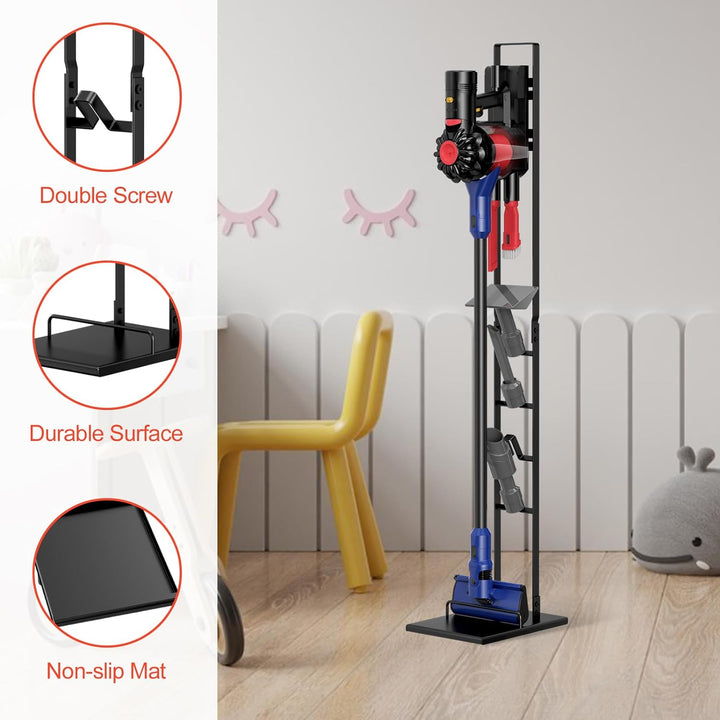Fousenuk Vacuum Cleaner Stand Schwarz, Staubsaugerständer Metall Kein Bohren Bodenständer, Standfuss