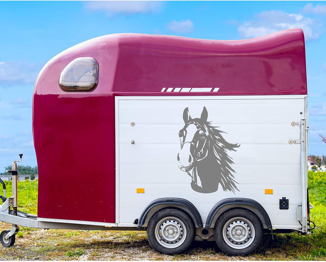 Finest Folia Aufkleber Pferd Pferdekopf Sticker für Auto Anhänger LKW Pferde Autoaufkleber Dekor Pfe