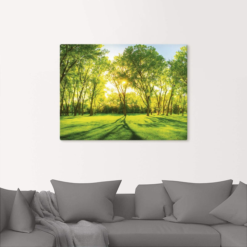 ARTland Leinwandbilder Wandbild Bild auf Leinwand 80x60 cm Natur Wald Sonne Landschaft Frühling Wies