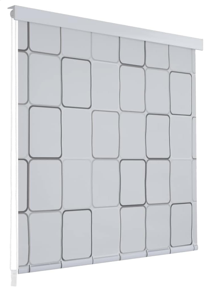 Gecheer Duschrollo Duschvorhang Rollo Badewannenvorhang 100 x 240 cm Quadratmuster