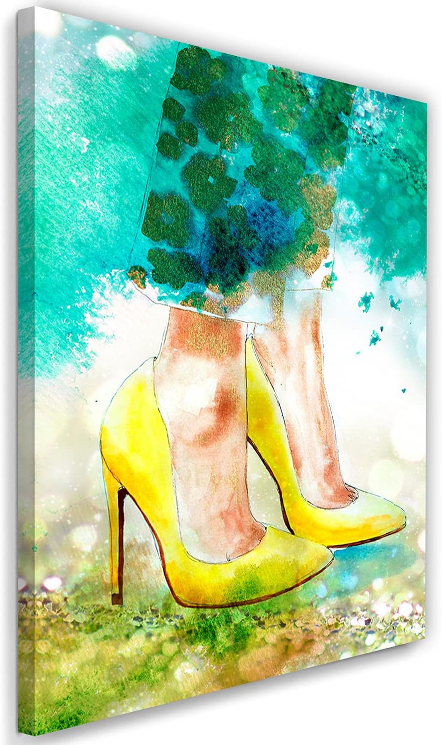 Feeby Vlies Leinwandbild XXL Skizze Aquarell Mode Glamour 80x120 cm Wandbild Kunst Bilder Schlafzimm