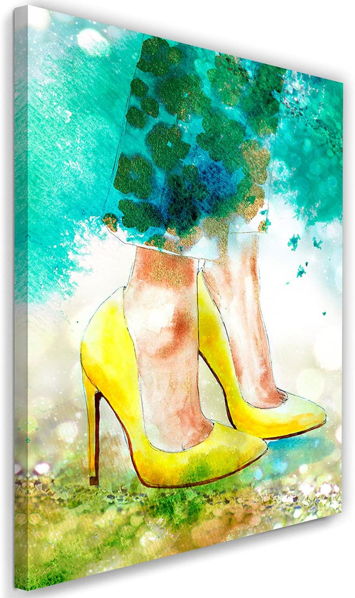 Feeby Vlies Leinwandbild XXL Skizze Aquarell Mode Glamour 80x120 cm Wandbild Kunst Bilder Schlafzimm