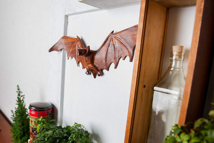 Windalf Gothic Wandbild FLAPP 49 cm Vampir-Fledermaus Wandrelief Wandobjekt Holzbild Handarbeit aus