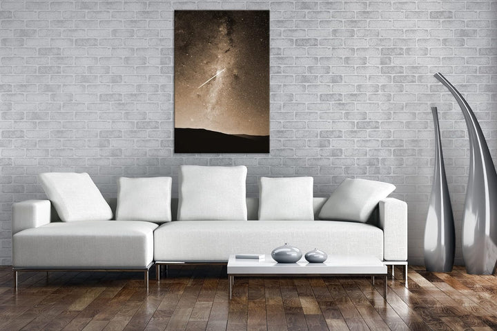 deyoli ein fallender Stern am Himmel Effekt: Sepia, Format: 80x60 als Leinwandbild, Motiv fertig ger