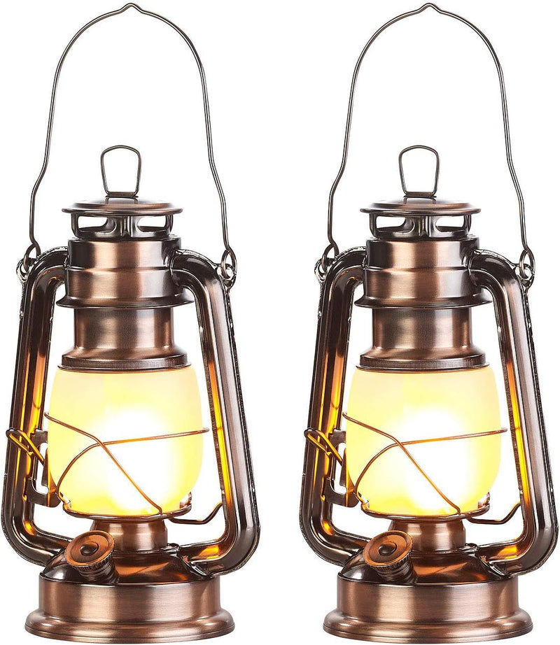 Lunartec LED Sturmlampe: 2er-Set LED-Sturmlaternen mit Flammen-Effekt; 25 cm Höhe; bronzefarben (Lat