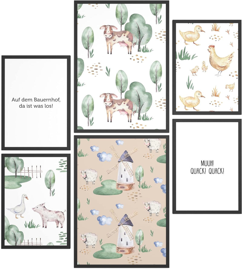 Papierschmiede® Bilder Kinderzimmer Kids Mood Poster Set Bauernhof, Kinderzimmer Bilder Babyzimmer D