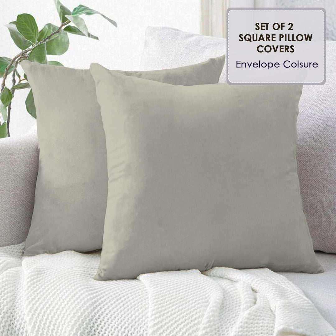 Pizuna Luxuriöser Soft-Satin 2er Pack Kissenbezug 80 x 80 cm Silber, 800 Fadenzahl Baumwolle Quadrat