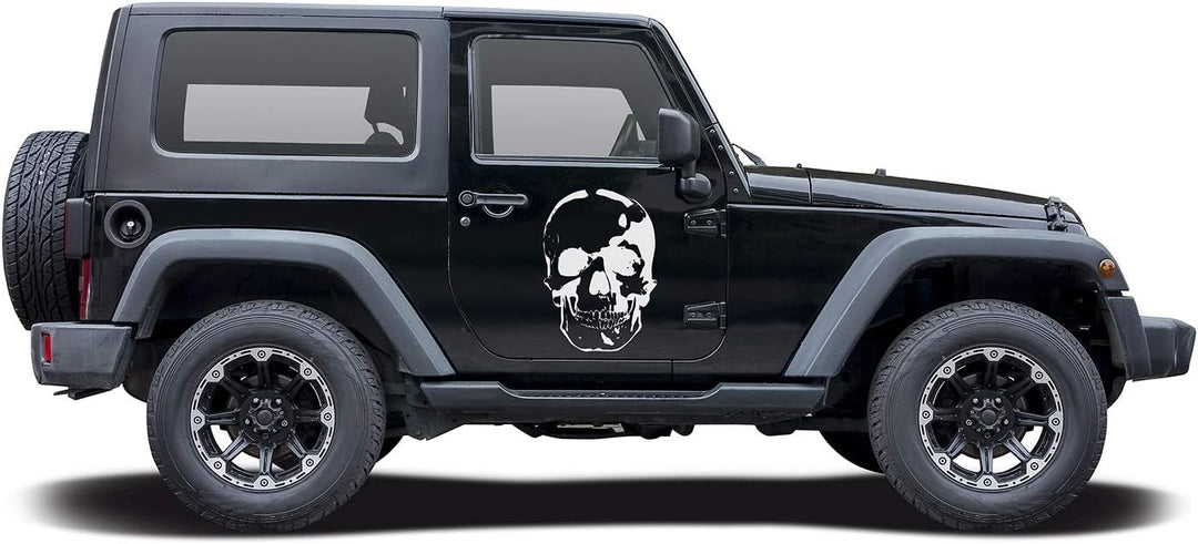Finest Folia Totenkopf Aufkleber Sticker Auto Boot Motorrad Caravan Dekor KX026 (Weiss Matt, 80cm x
