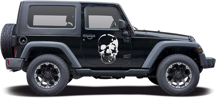 Finest Folia Totenkopf Aufkleber Sticker Auto Boot Motorrad Caravan Dekor KX026 (Weiss Matt, 80cm x