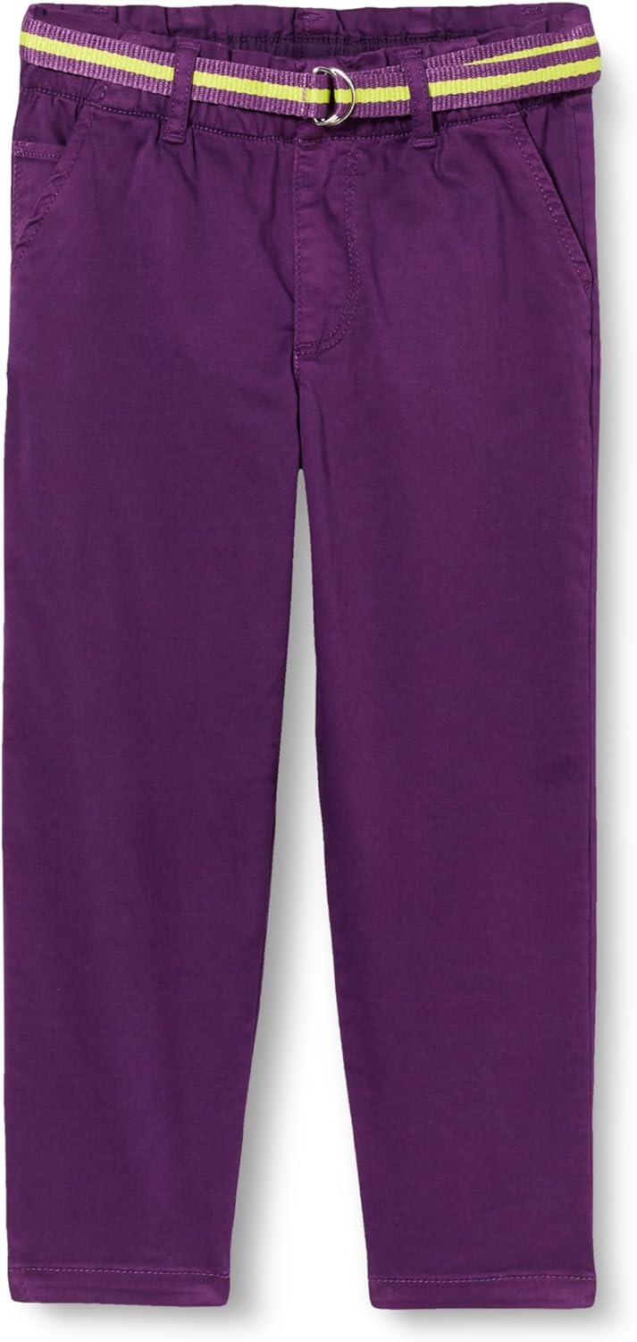 s.Oliver Mädchen 2133521 Hose mit Gürtel, Mom Fit Lilac Purple 128, Lilac Purple 128