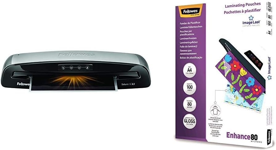 Fellowes Saturn 3i A3 Laminiergerät für 80-125 Micron Folien, 60 Sek. Aufwärmzeit, staufreies Lamini