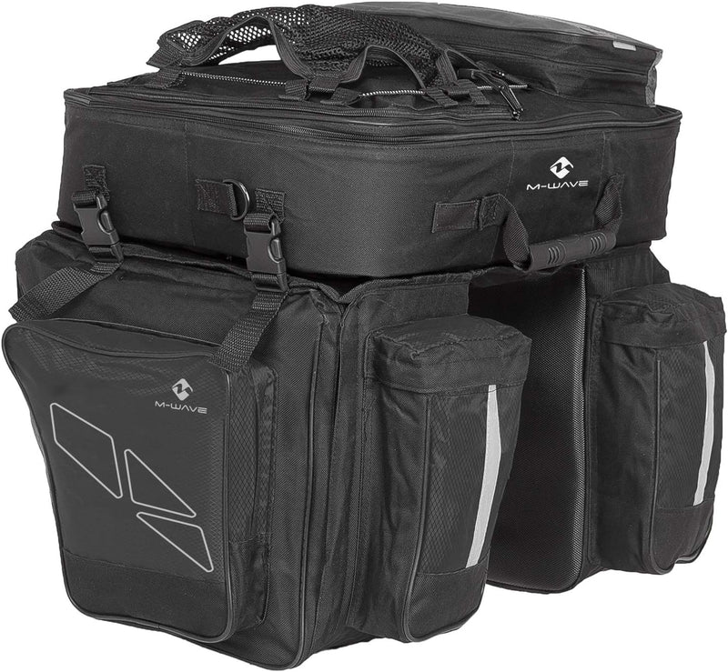 M-Wave Gepäcktasche 3-fach Traveller, schwarz/ grau, 62 l inkl. Regenhaube Single, inkl. Regenhaube