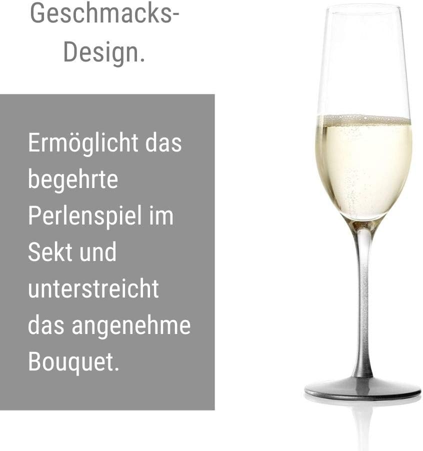 STÖLZLE LAUSITZ Sektgläser Event 195 ml in Silber I Schaumweingläser 6er Set Kristallglas I Sektflöt