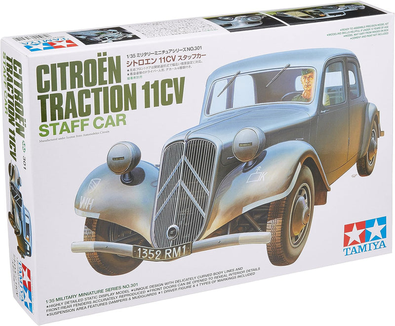 Tamiya 300035301-1:35 WWII Fr Citroen Traction Dienstwagen, originalgetreue Nachbildung, Plastik Bau