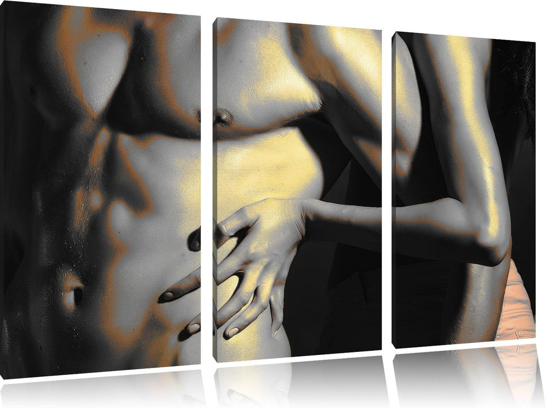 Pixxprint Nacktes Pärchen als Leinwandbild | Grösse: 3 Teilig (120x80) | Wandbild| Kunstdruck | fert