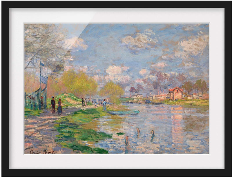 Bild mit Rahmen - Claude Monet - Seine - Rahmenfarbe Schwarz, 50 x 70 cm 50cm x 70cm Schwarz, 50cm x